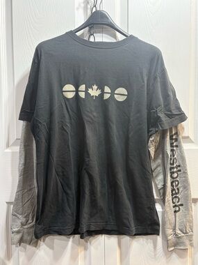 Westbeach Black Long-Sleeve Layered Graphic Men's Shirt with Maple Accent